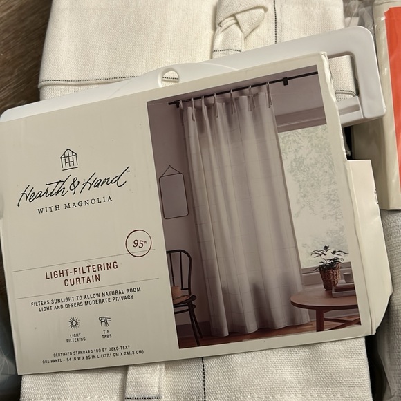 BNWT Pair (2) Hearth & Hand by Magnolia windowpane curtain panels - Picture 2 of 4